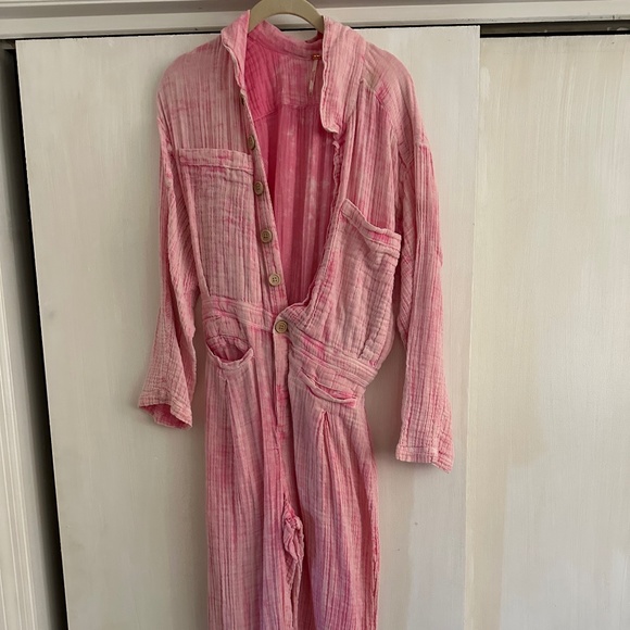 Free People Pink Textured Jumpsuit - Picture 1 of 5